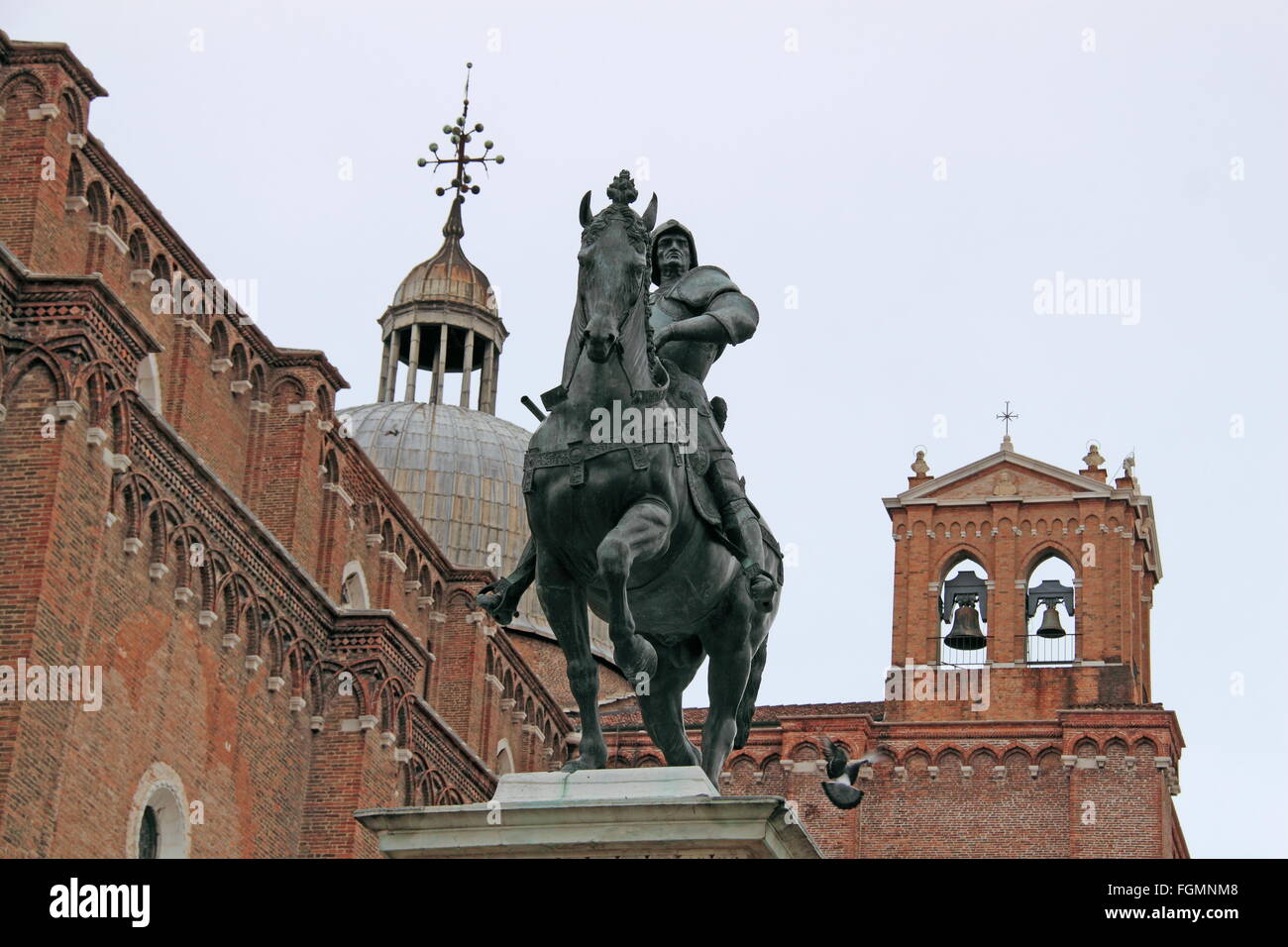 Statua equestre di Bartolomeo Colleoni, Campo SS Giovanni e Paolo, Castello, Venezia, Veneto, Italia, Mare Adriatico, Europa Foto Stock