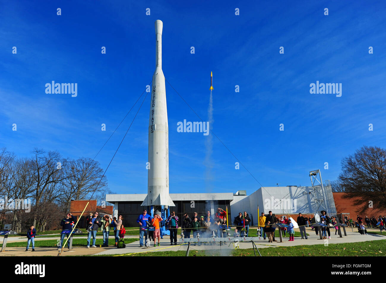 USA Modello Rocketry club si incontra presso la NASA Goddard Space Flight Center in Greenbelt Maryland MD modello di lancio di razzi Foto Stock