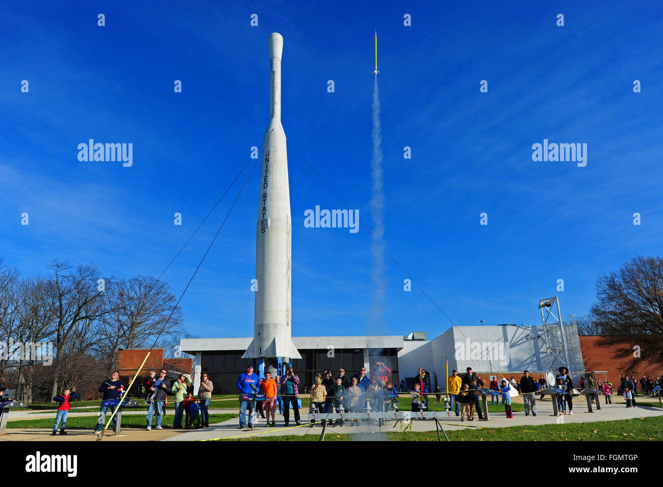 USA Modello Rocketry club si incontra presso la NASA Goddard Space Flight Center in Greenbelt Maryland MD modello di lancio di razzi Foto Stock