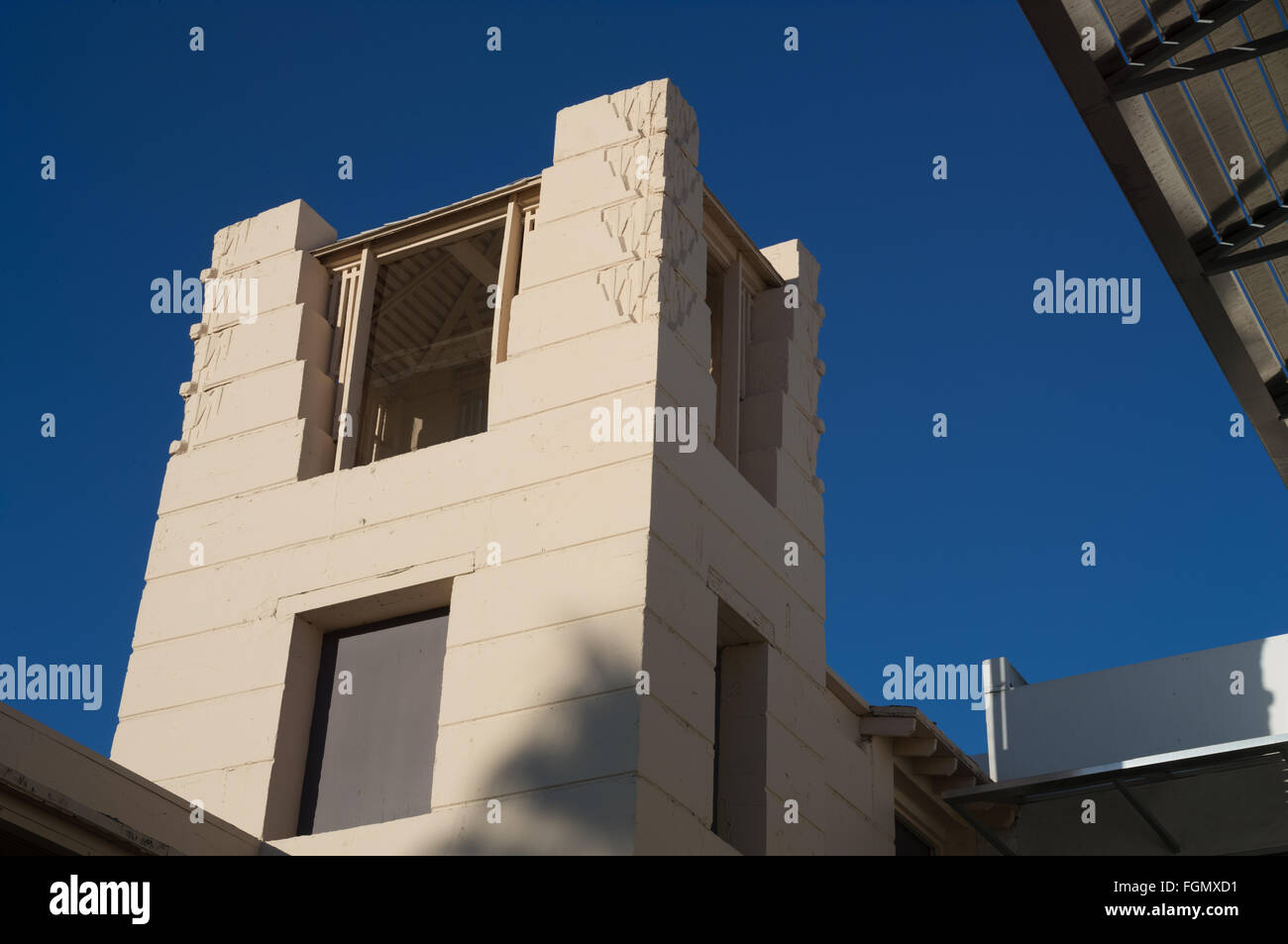 Oasis Hotel, Palm Springs, California progettato dal figlio di Frank Lloyd Wright, Lloyd Wright nel 1920s. Foto Stock