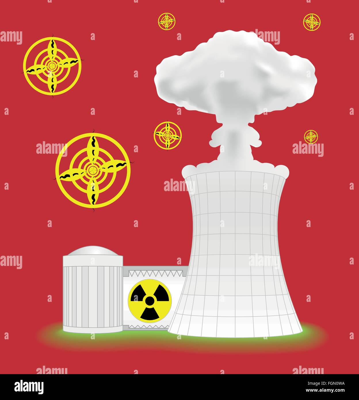 Impianto nucleare con cloud a fungo Illustrazione Vettoriale