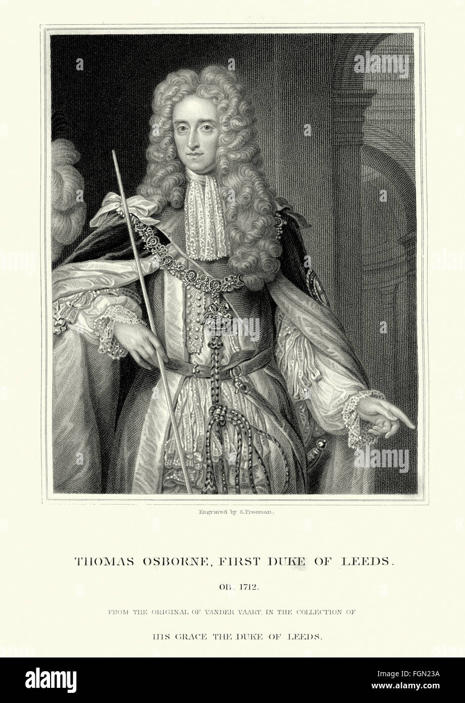 Ritratto di Thomas Osborne, primo duca di Leeds 1632 al 1712, statista inglese che ha servito in una varietà di uffici sotto re Cha Foto Stock