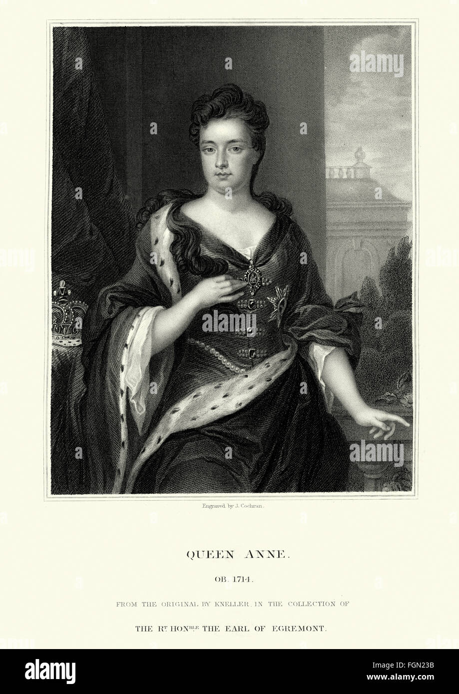 Ritratto di Anne, regina di Gran Bretagna 1665 al 1714 Foto Stock