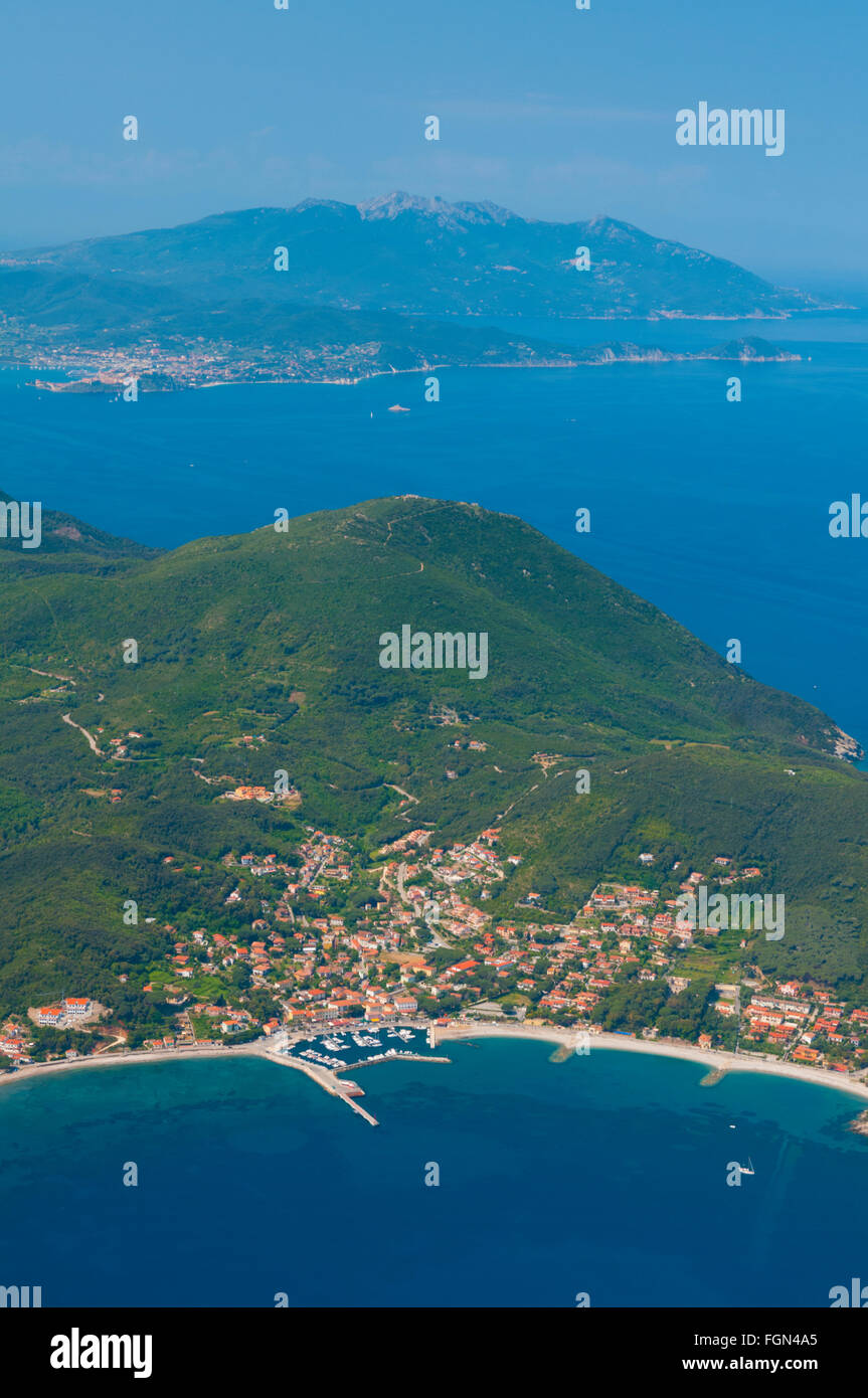 Italia, Toscana, Isola d'Elba, cavo, Nord Est dell'isola (vista aerea) Foto Stock
