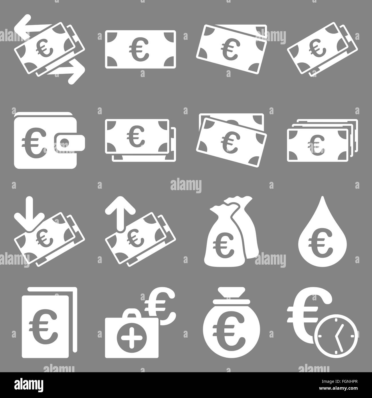 Euro banking aziendale e strumenti di servizio icone Foto Stock