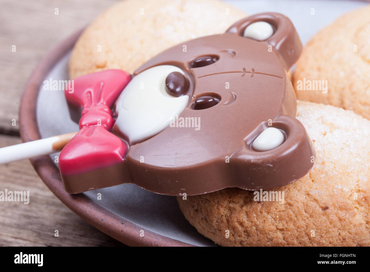 Il dessert closeup biscotti al cioccolato e caramelle Foto Stock