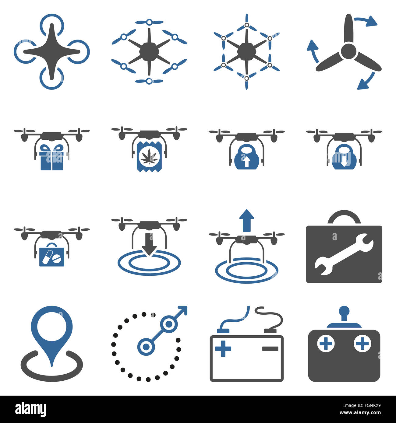 Aria copter flat icona impostare Foto Stock