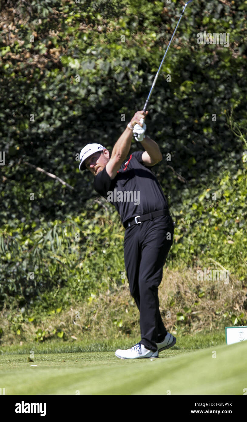 Los Angeles, California, USA. Il 21 febbraio, 2016. Justin Leonard gioca nel round finale di Northern Trust Open al Riviera Country Club a febbraio 21, 2016 a Los Angeles, Credito: Ringo Chiu/ZUMA filo/Alamy Live News Foto Stock