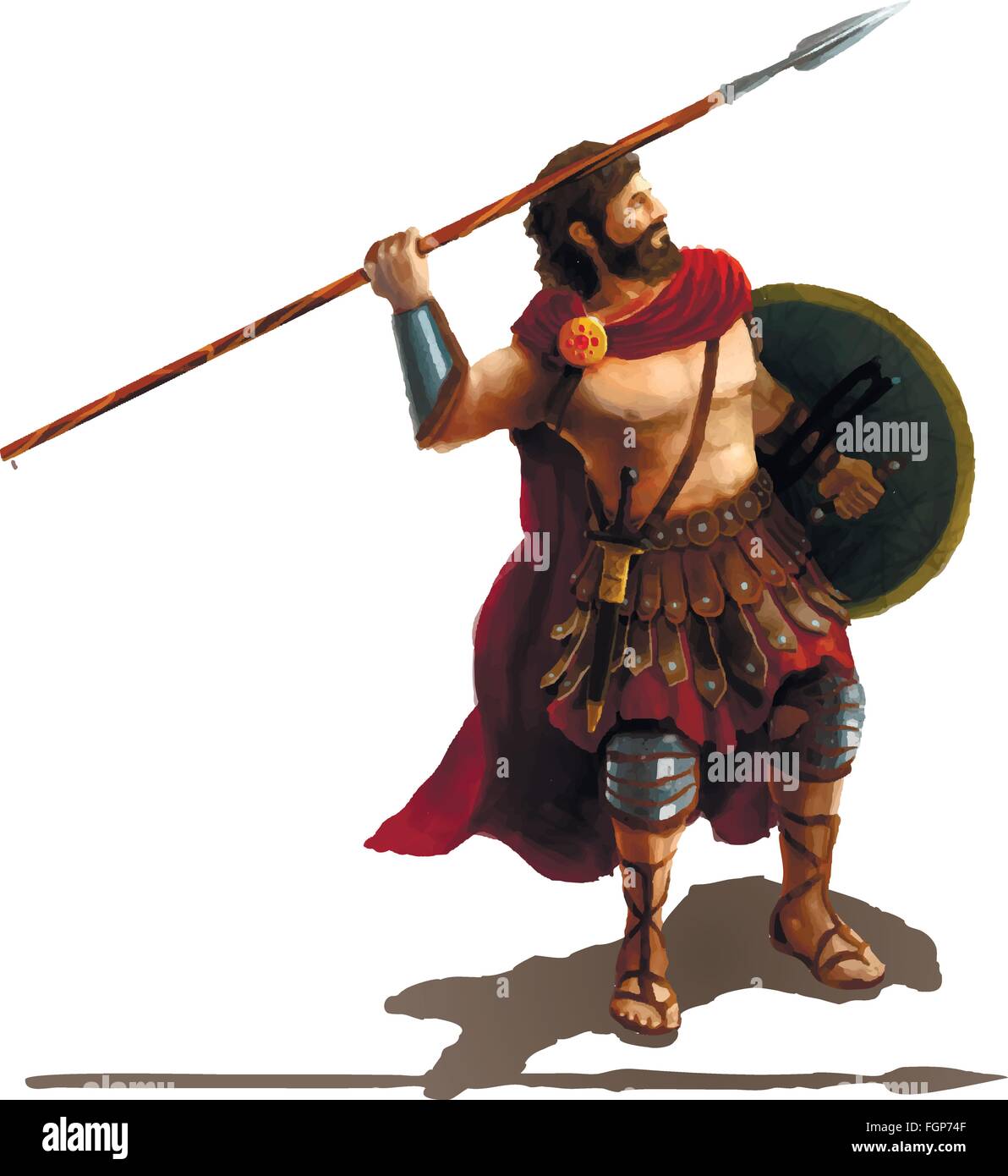 Spartan di lancia, carattere su bianco Illustrazione Vettoriale
