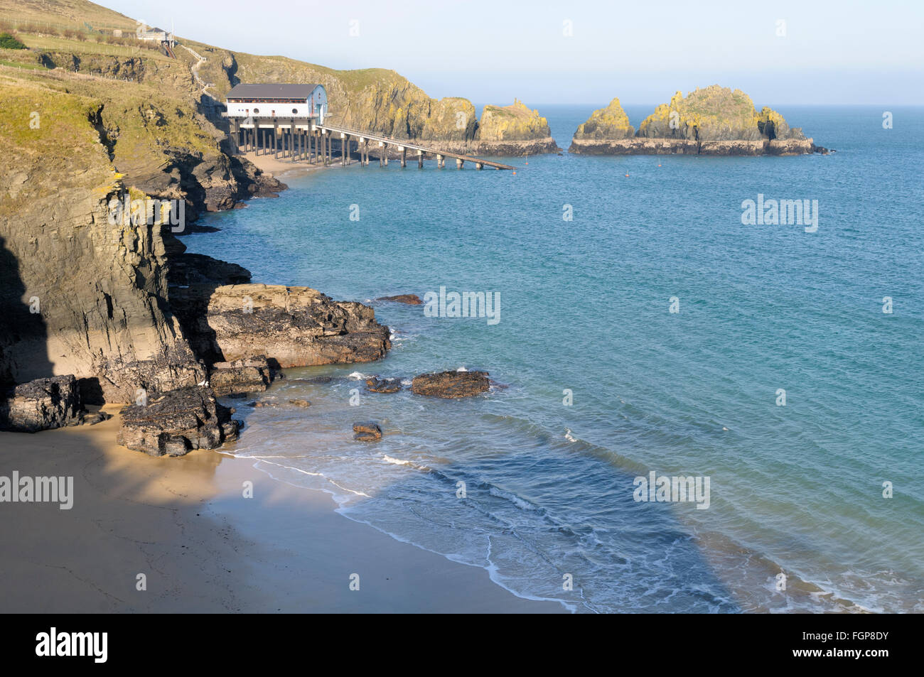 Padstow scialuppa di salvataggio stazione, Trevose Head, Cornwall, England, Regno Unito Foto Stock