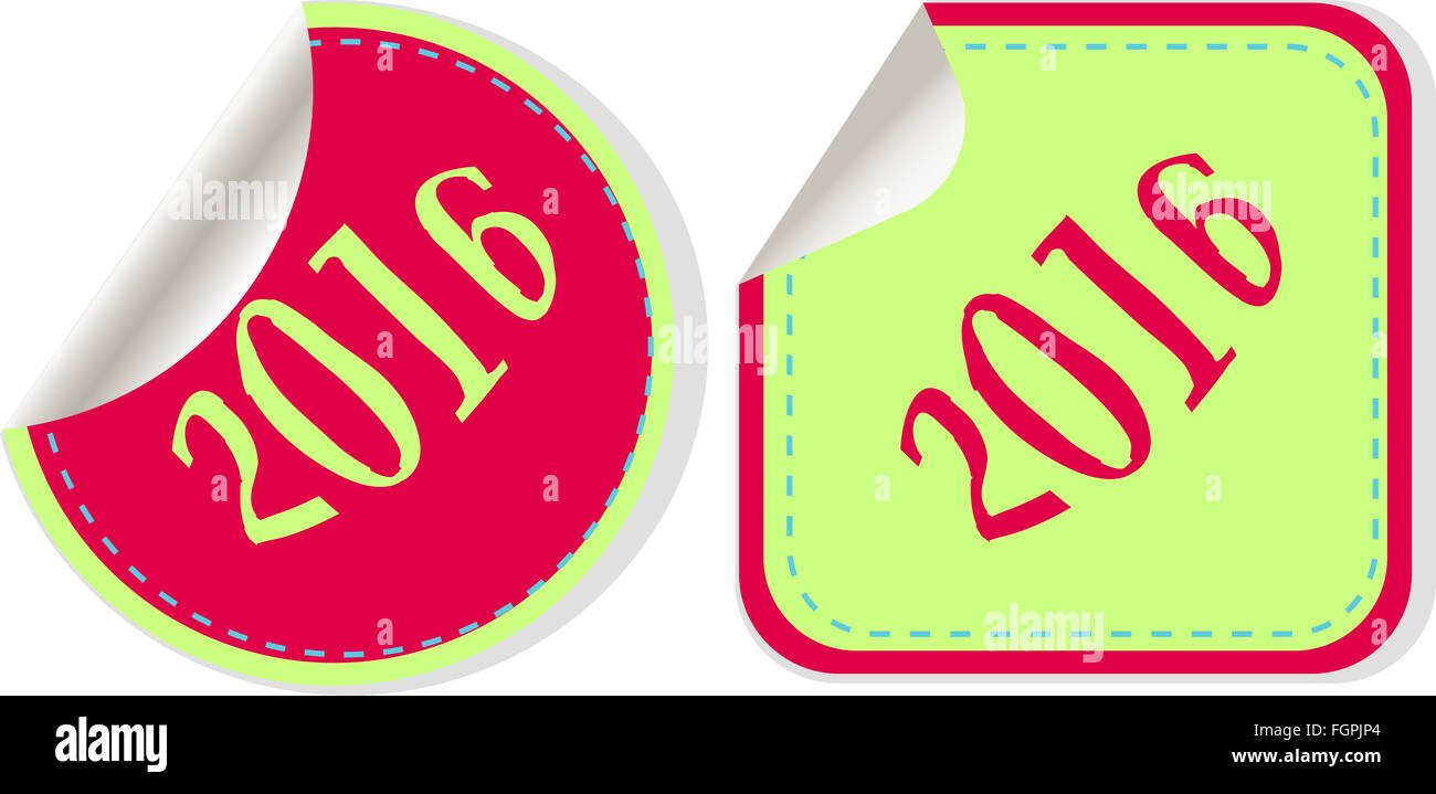 Creative felice anno nuovo 2016 design. Design piatto. Il pulsante Foto Stock