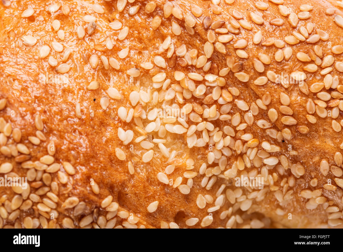 Focaccia con semi di sesamo sfondo Foto Stock