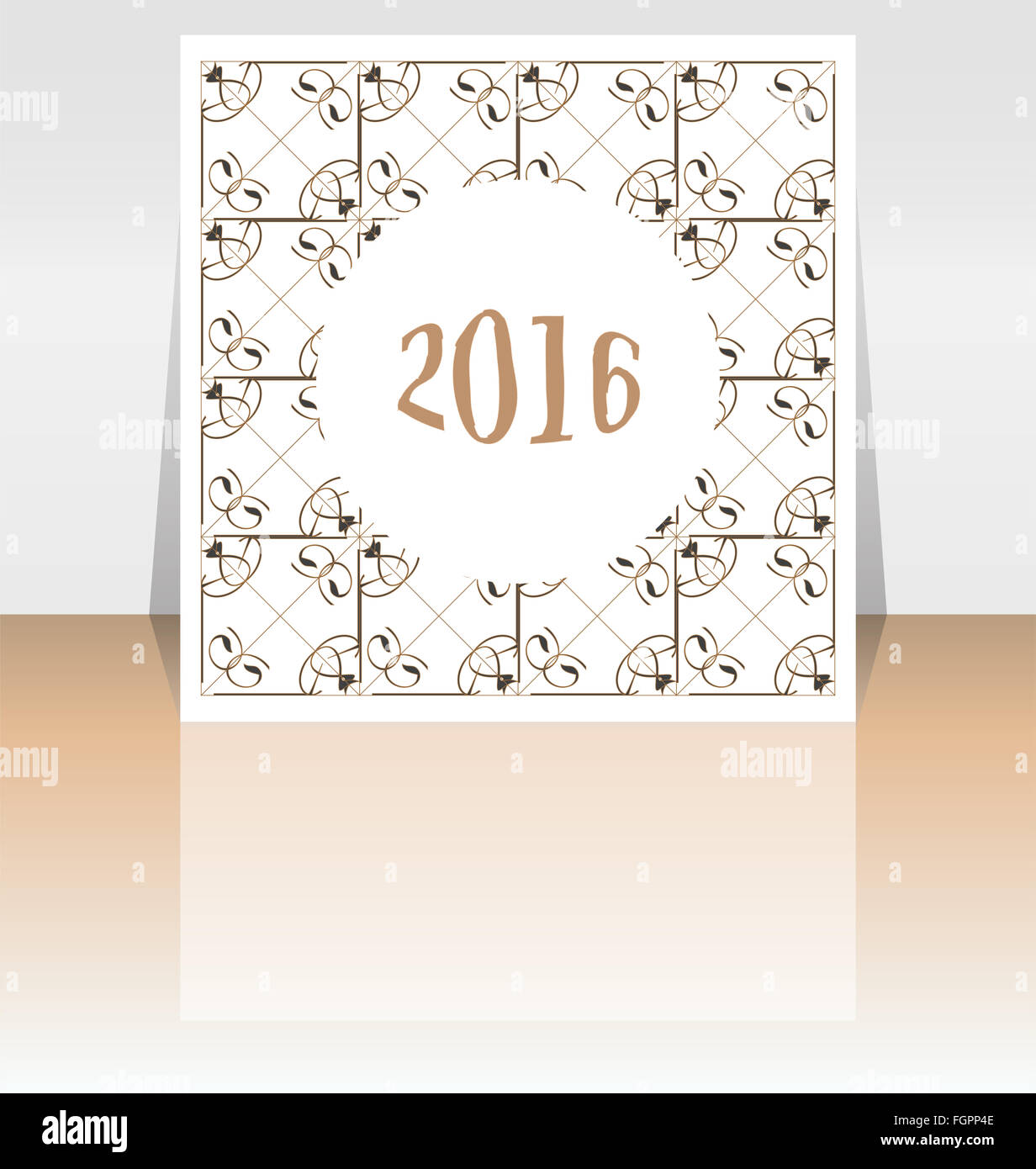 Felice anno nuovo 2016 scritto su abstract flyer o Realizzazione brochure Foto Stock