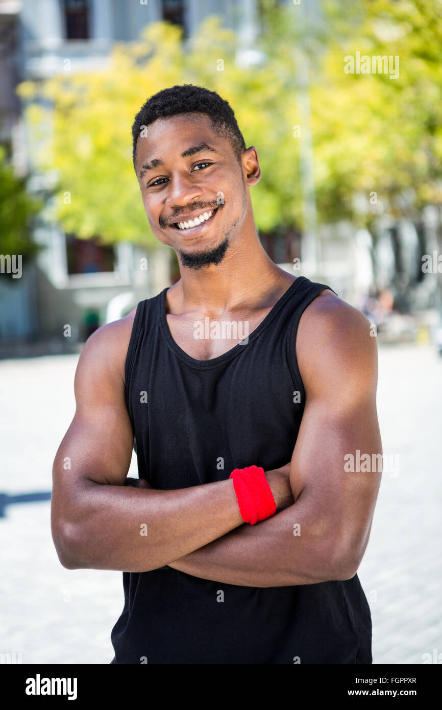 Ritratto di un atleta bello Foto Stock