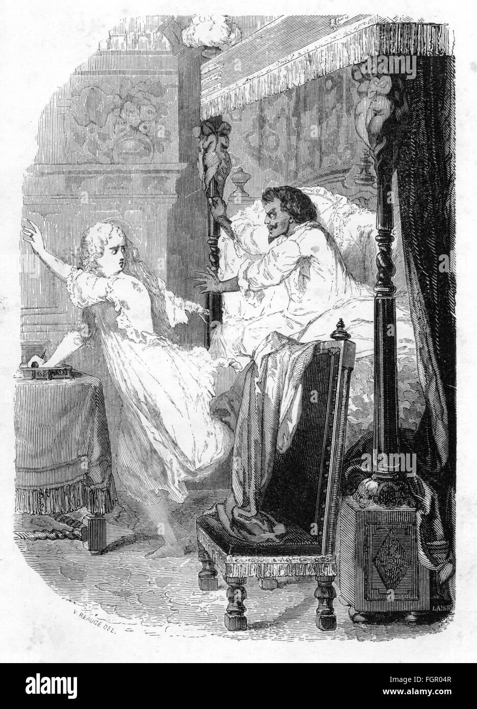 Letteratura, 'i tre moschettieri' (Les Trois Mousquetaires), di Alexandre Dumas il Vecchio, 37° capitolo, il marchio del giglio, incisione del legno Vivant Beauce (1818 - 1876), Dufour et Moulat, Parigi, 1851, diritti aggiuntivi-clearences-non disponibile Foto Stock