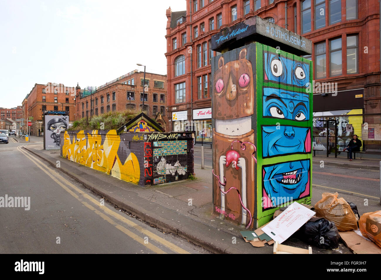 Manchester, Regno Unito - 16 Febbraio 2016: Stevenson Square si trova nel cuore del quartiere settentrionale di Manchester ma sembra ancora relativi Foto Stock