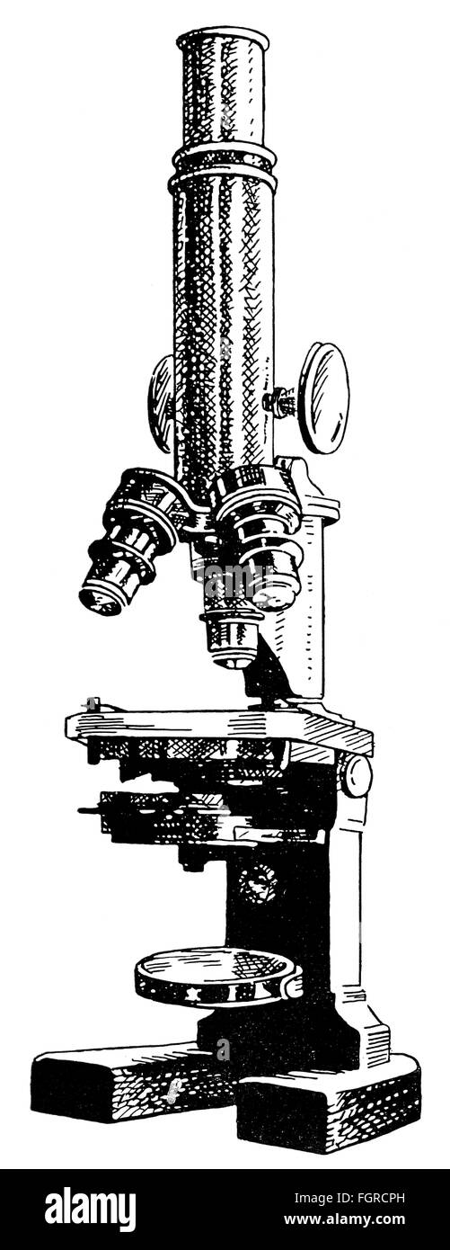 Scienza, fisica, ottica, microscopio ottico, disegno, circa 1890,  Additional-Rights-Clearences-Not Available Foto stock - Alamy