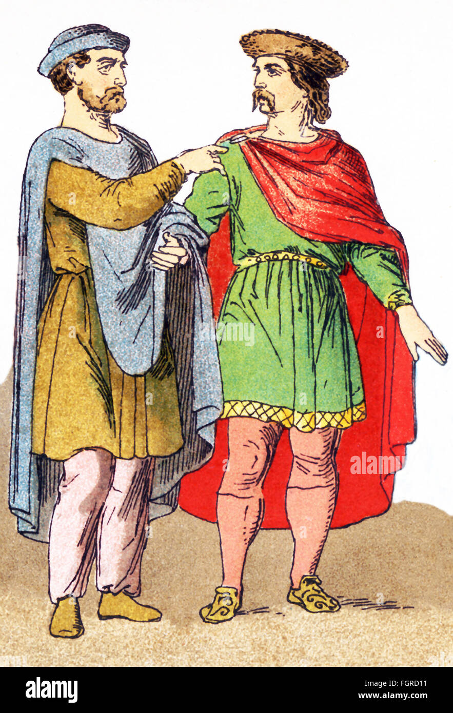 Le figure qui illustrato sono due cittadini Frankish titolari di qualche grado. Franchi erano membri della nazione germanica o coalizione che ha conquistato la Gallia (l attuale Francia) nel sesto secolo. Foto Stock