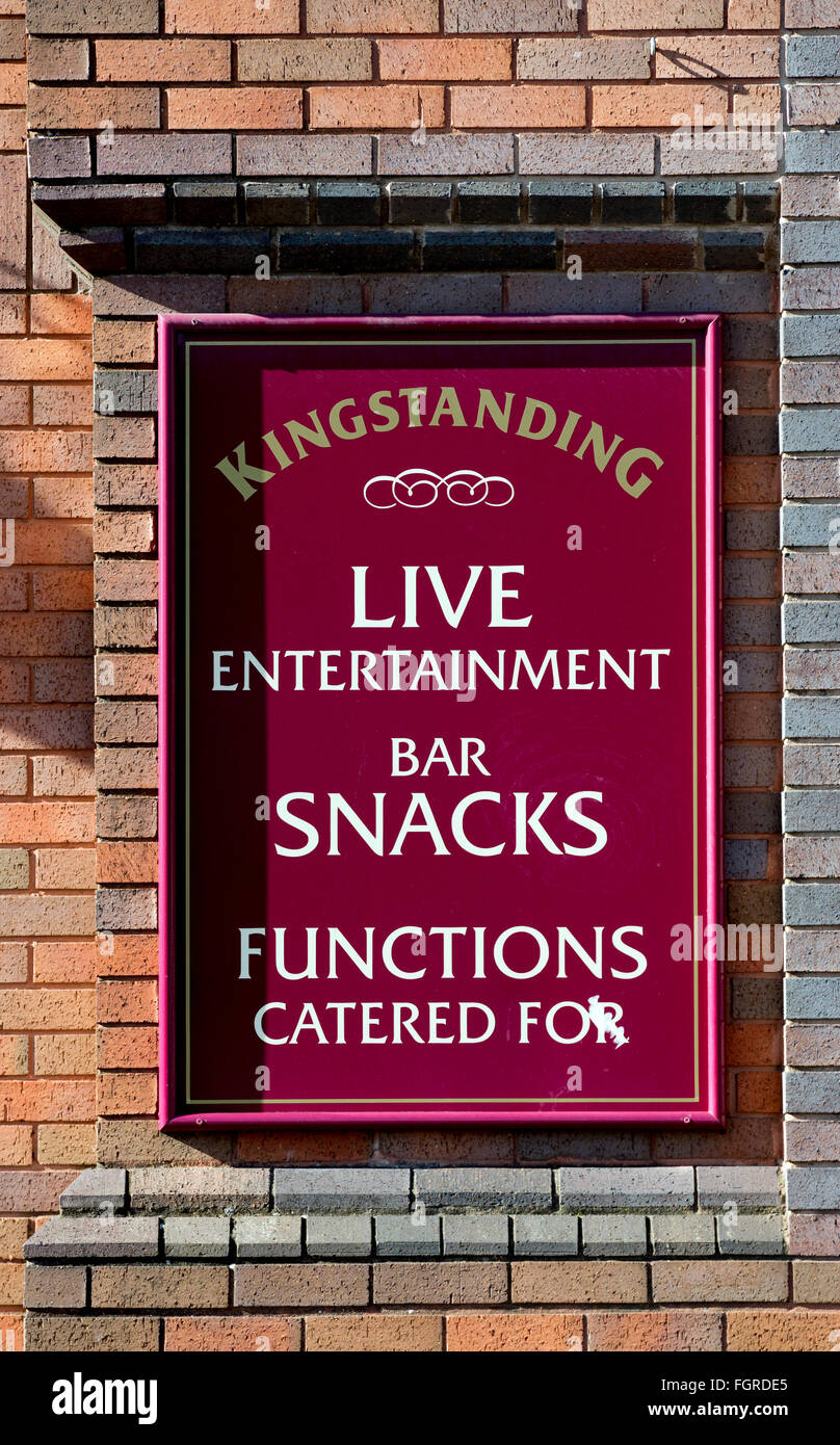 Il pub Kingstanding segno, Kingstanding, Birmingham, Regno Unito Foto Stock
