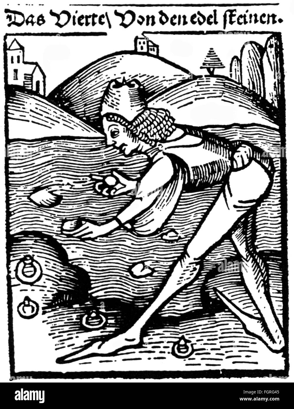 Metallo, pietra gemma, collettore di agate di Idar-Oberstein, taglio di legno, di: 'Hortus Sanitatis', 1507, diritti-aggiuntivi-clearences-non disponibile Foto Stock