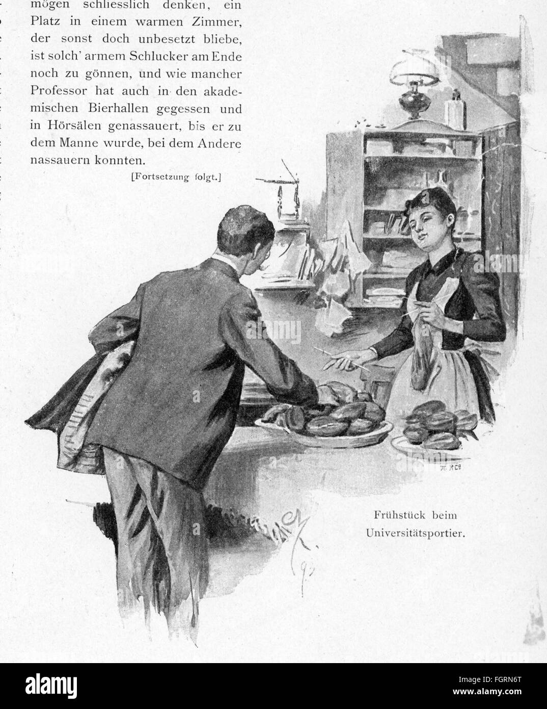 Pedagogia, università, colazione al janitor's, incisione in legno, 1893, diritti aggiuntivi-clearences-non disponibile Foto Stock