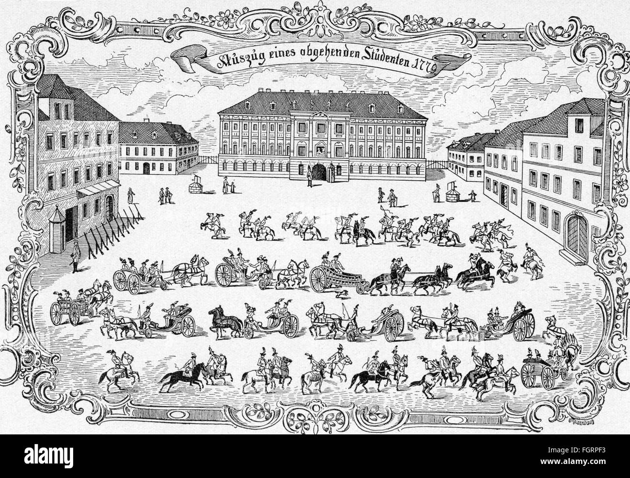 Pedagogia, studenti, partenza di uno studente dopo aver terminato i suoi studi, Erlangen, 1779, diritti aggiuntivi-clearences-non disponibile Foto Stock