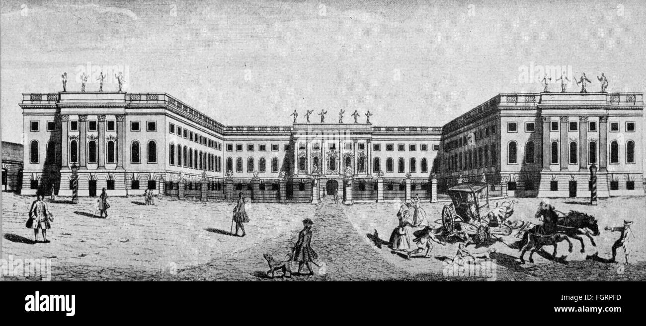 Geografia / viaggi, Germania, Berlino, edifici, Humboldt University, vista esterna, edificio principale, incisione di Johann David Schleuen, circa 1790, artista del diritto d'autore non deve essere cancellata Foto Stock