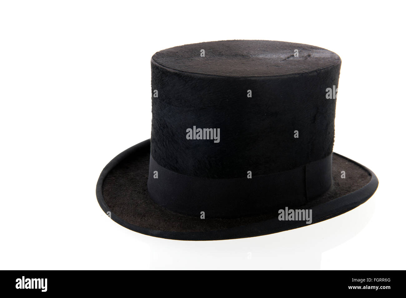 Black top hat isolate su sfondo bianco Foto Stock