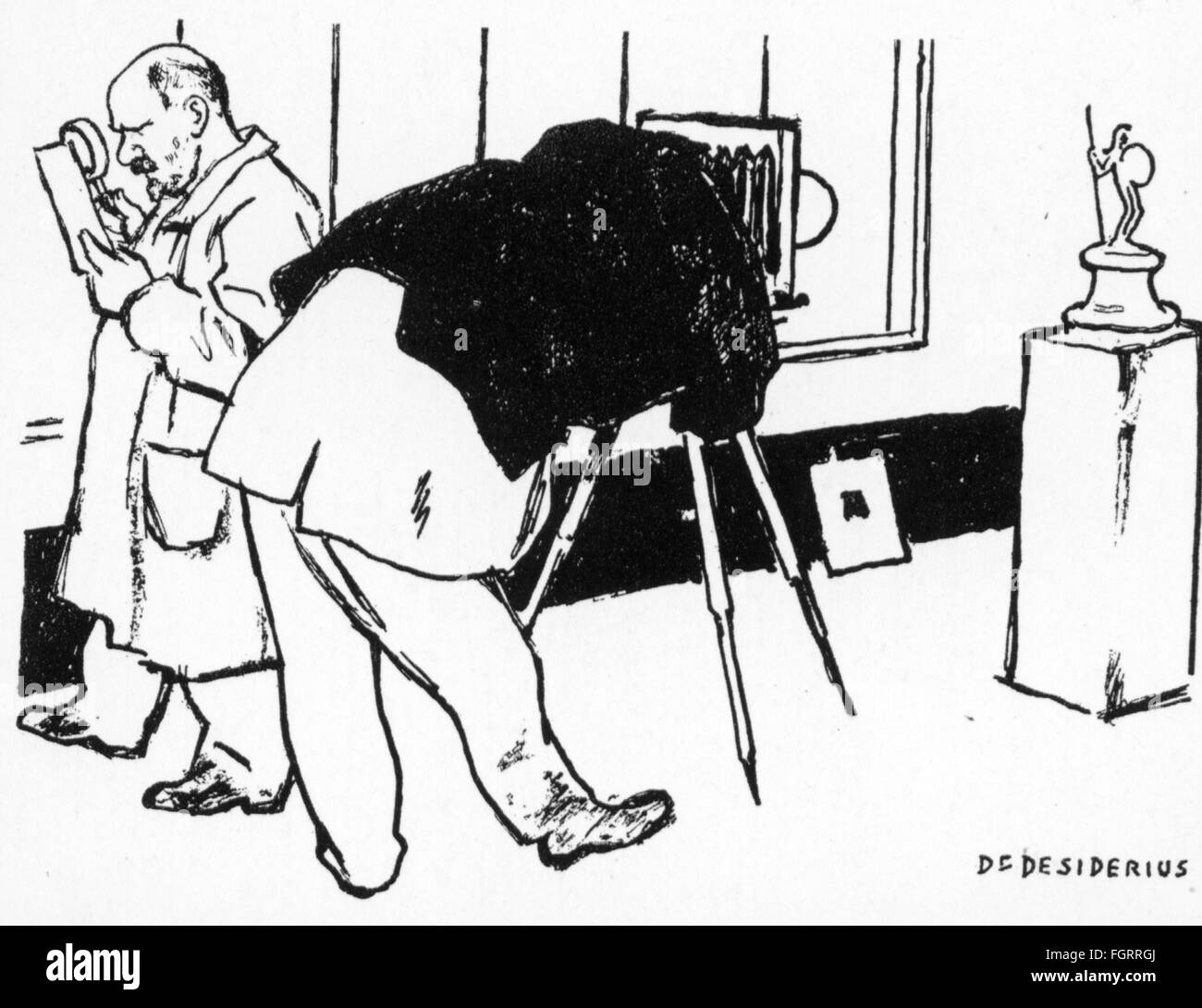 Fotografia, caricatura, fotografo scattare foto di statua antica, disegno di Dr.Desiderius, circa 1900, diritti aggiuntivi-clearences-non disponibile Foto Stock