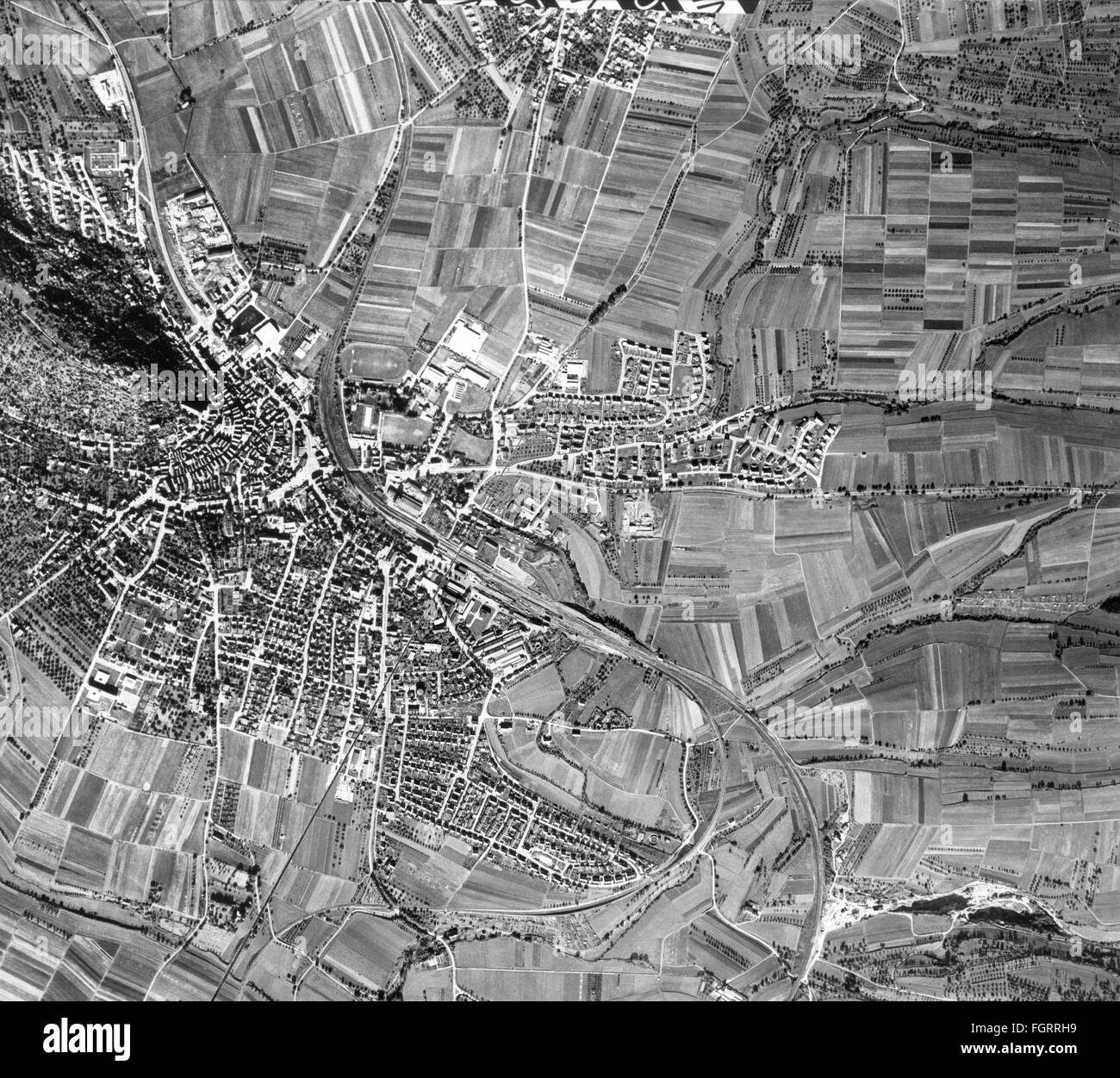 Fotografia, fotografia aerea, comune nel quartiere amministrativo di Stoccarda, anni 60, diritti aggiuntivi-clearences-non disponibile Foto Stock