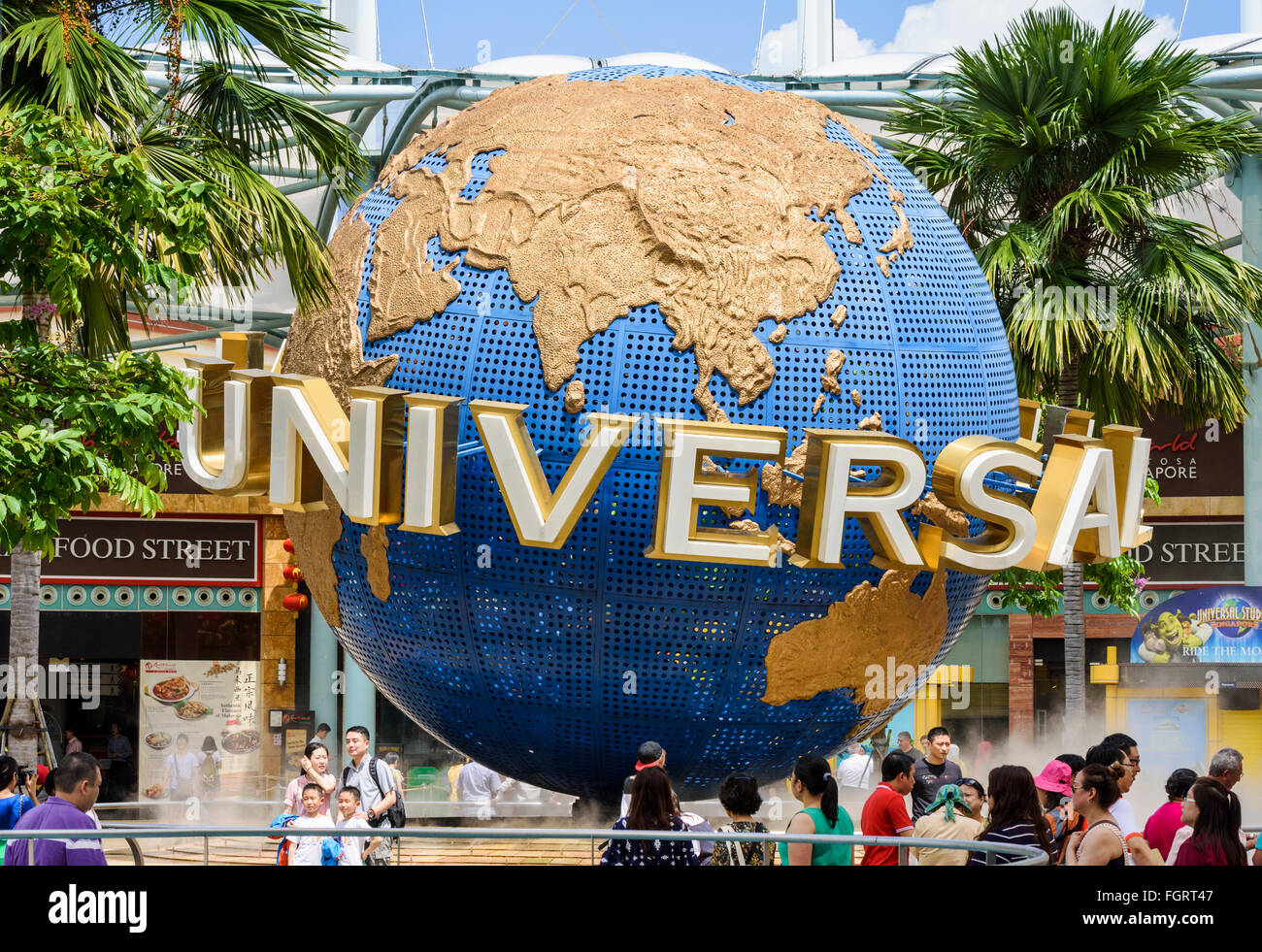 Universal Studios marchio Globo mondo degli Universal Studios di Singapore, l'Isola di Sentosa, Singapore Foto Stock