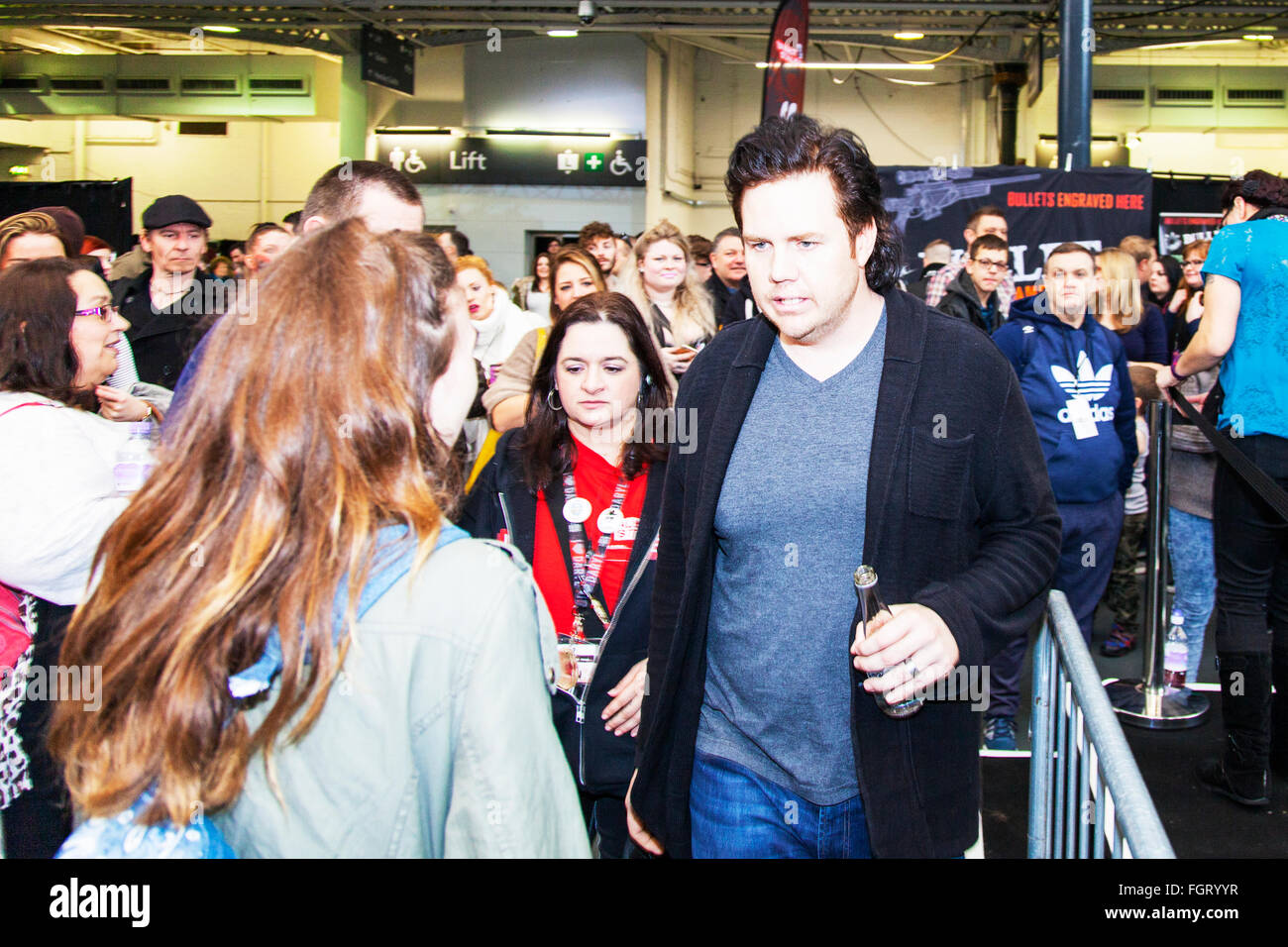 Josh McDermitt walking dead star attore Londra, Regno Unito. Il 21 febbraio 2016. Walking Dead Convenzione Walker Stalker con Olympia London Foto Stock