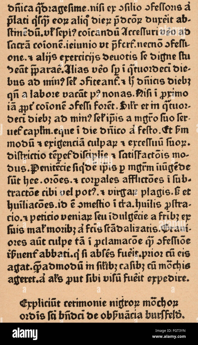 Religione, cristianesimo, ordini ecclesiastici, Ordine di San Benedetto (Ordo Sancti Benedicti, OSB), regole monastiche, 'Caeremoniale benedictinum bursfeldense', pagina, circa 1468, diritti aggiuntivi-clearences-non disponibili Foto Stock