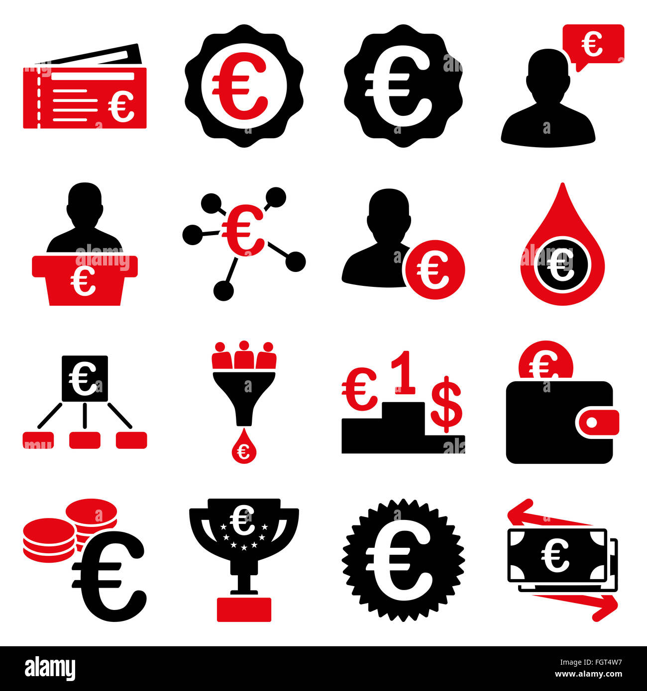 Euro banking aziendale e strumenti di servizio icone Foto Stock