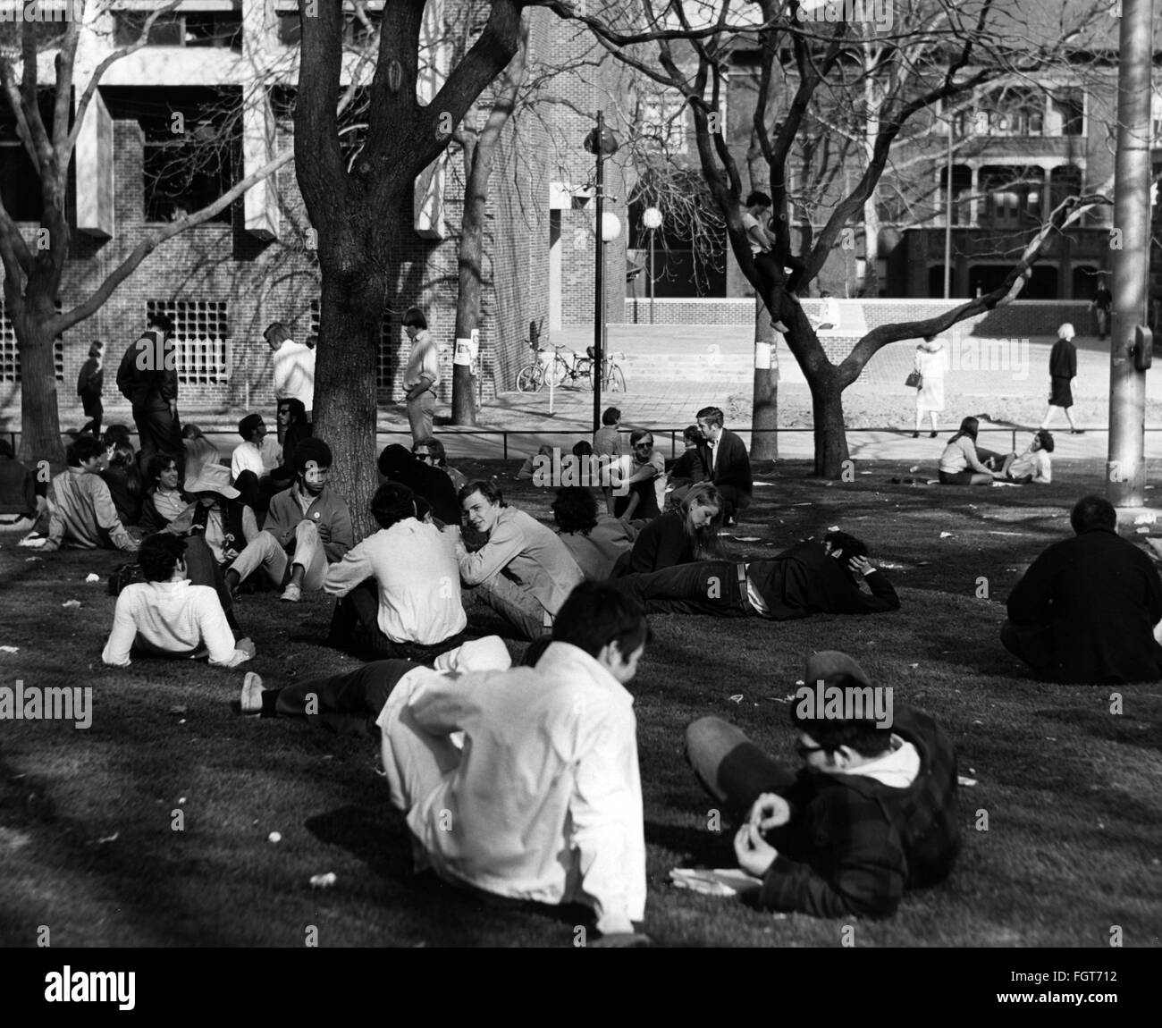 Pedagogia, studenti, sull'erba di fronte al Van Pelt-Dietrich Library Center, Università della Pennsylvania, Philidelfia, anni 60, diritti aggiuntivi-clearences-non disponibile Foto Stock