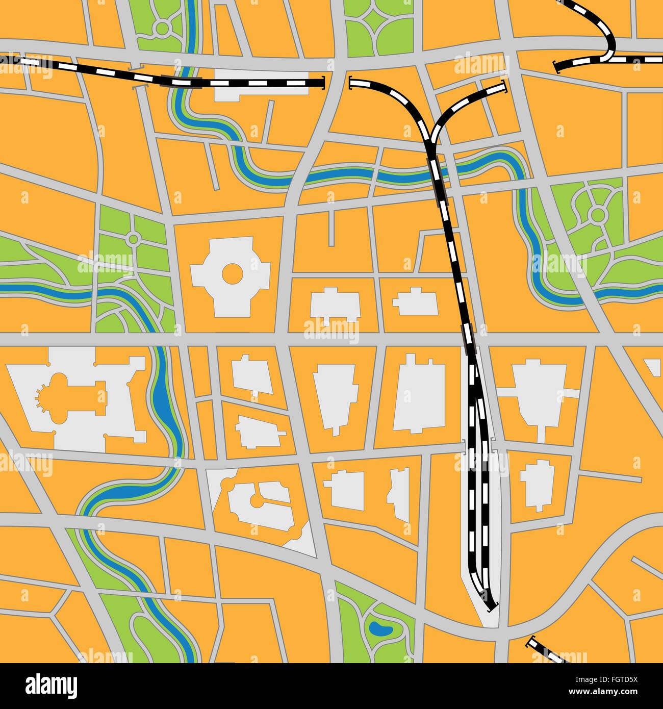 Città immaginaria mappa - seamless immagine vettoriale Illustrazione Vettoriale
