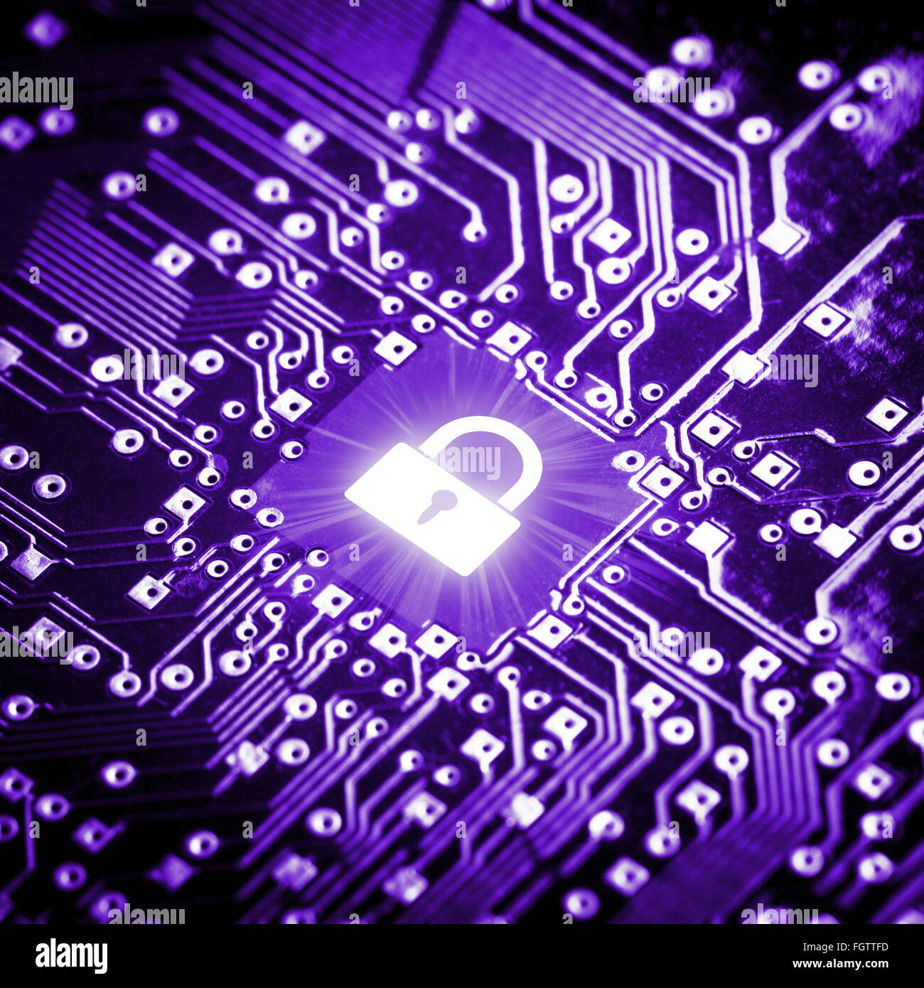 Blocco sul chip di computer Foto Stock