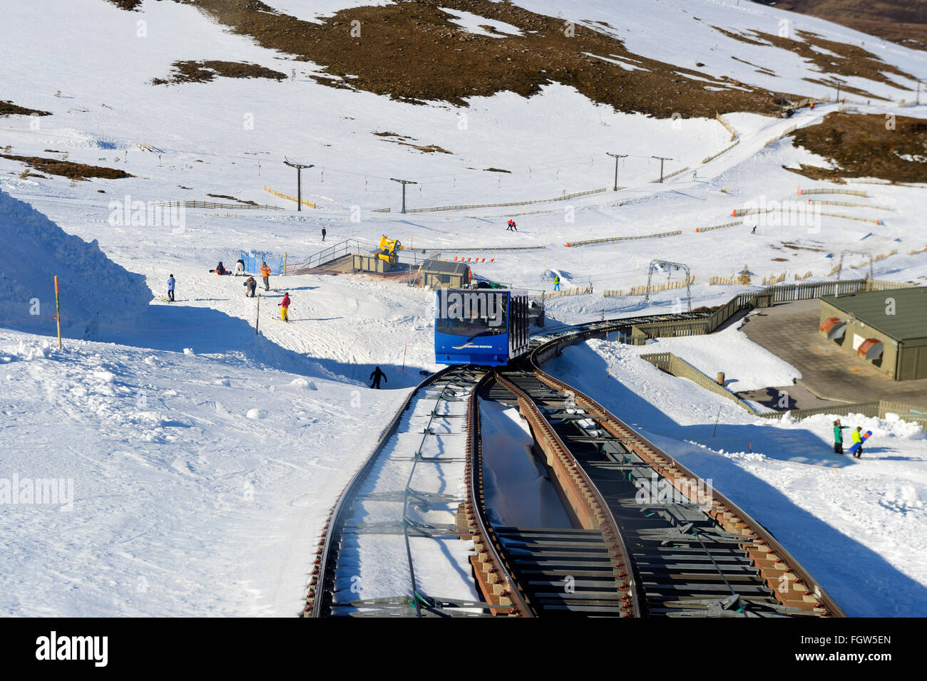 La funicolare a Cairngorm Mountain Ski Center, Aviemore, Highlands scozzesi, REGNO UNITO Foto Stock