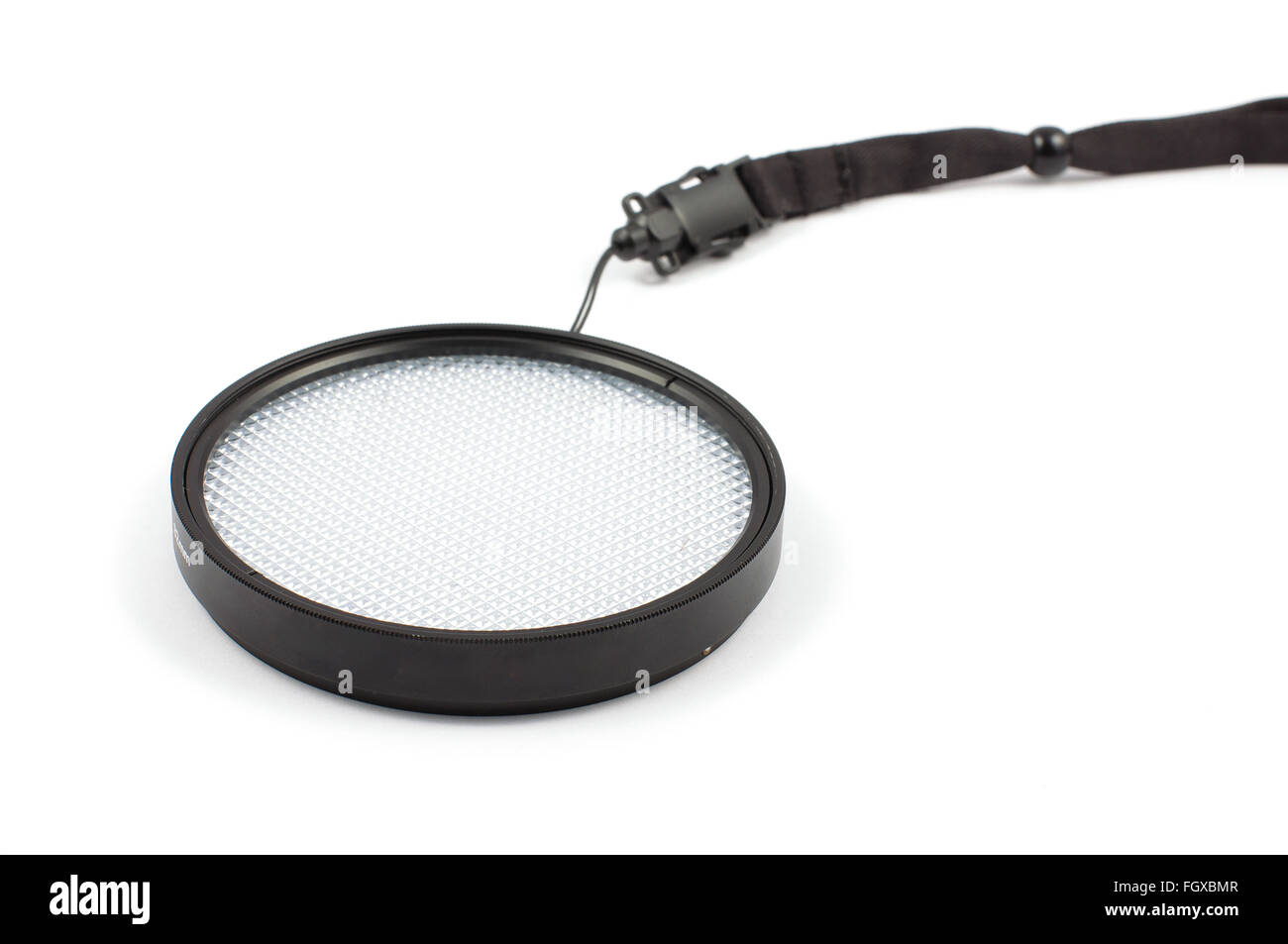 Filtro di correzione colore per la fotografia professionale isolato su sfondo bianco Foto Stock