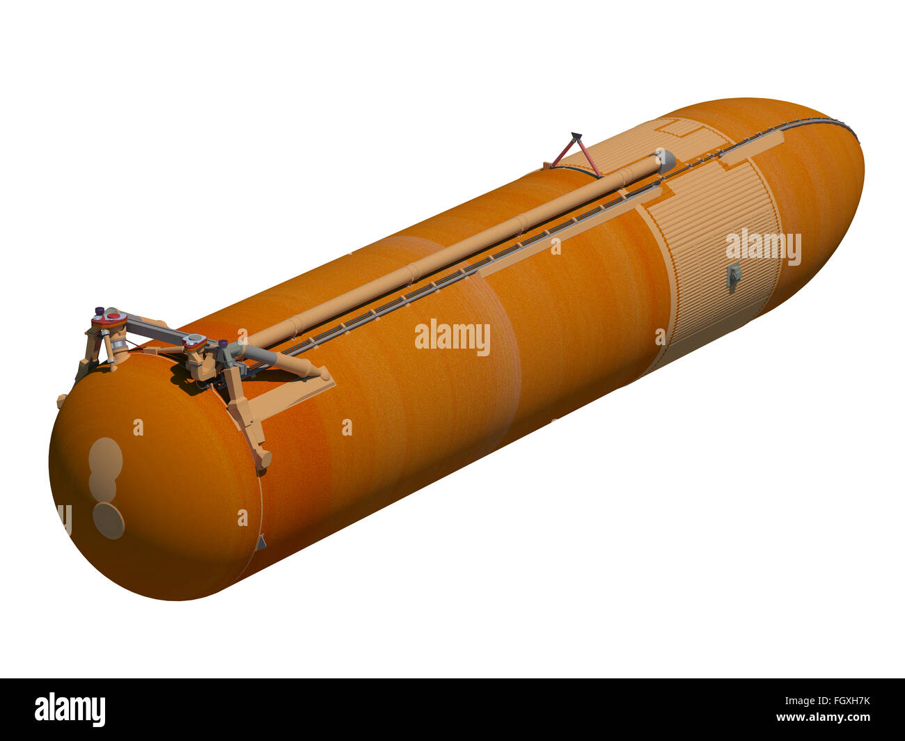 Space Shuttle serbatoio esterno. Modello tridimensionale realistico. Foto Stock