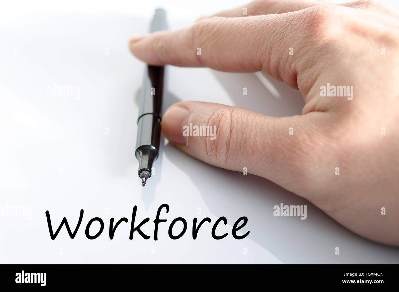 Business man mano la forza lavoro di scrittura Foto Stock