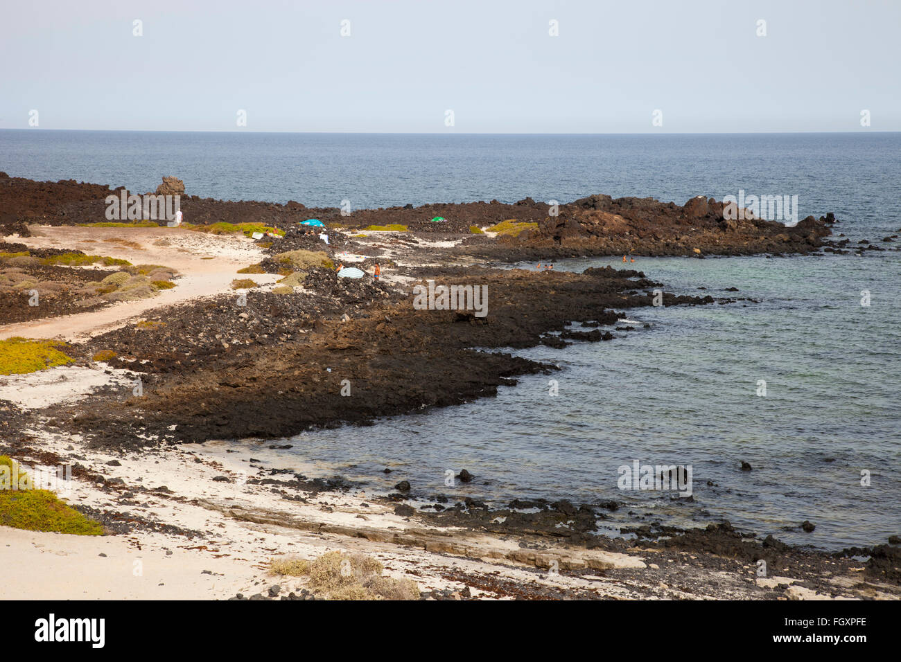 Le spiagge e le rocce vulcaniche, Malpais de la Corona area, Lanzarote, Isole canarie, Spagna, Europa Foto Stock