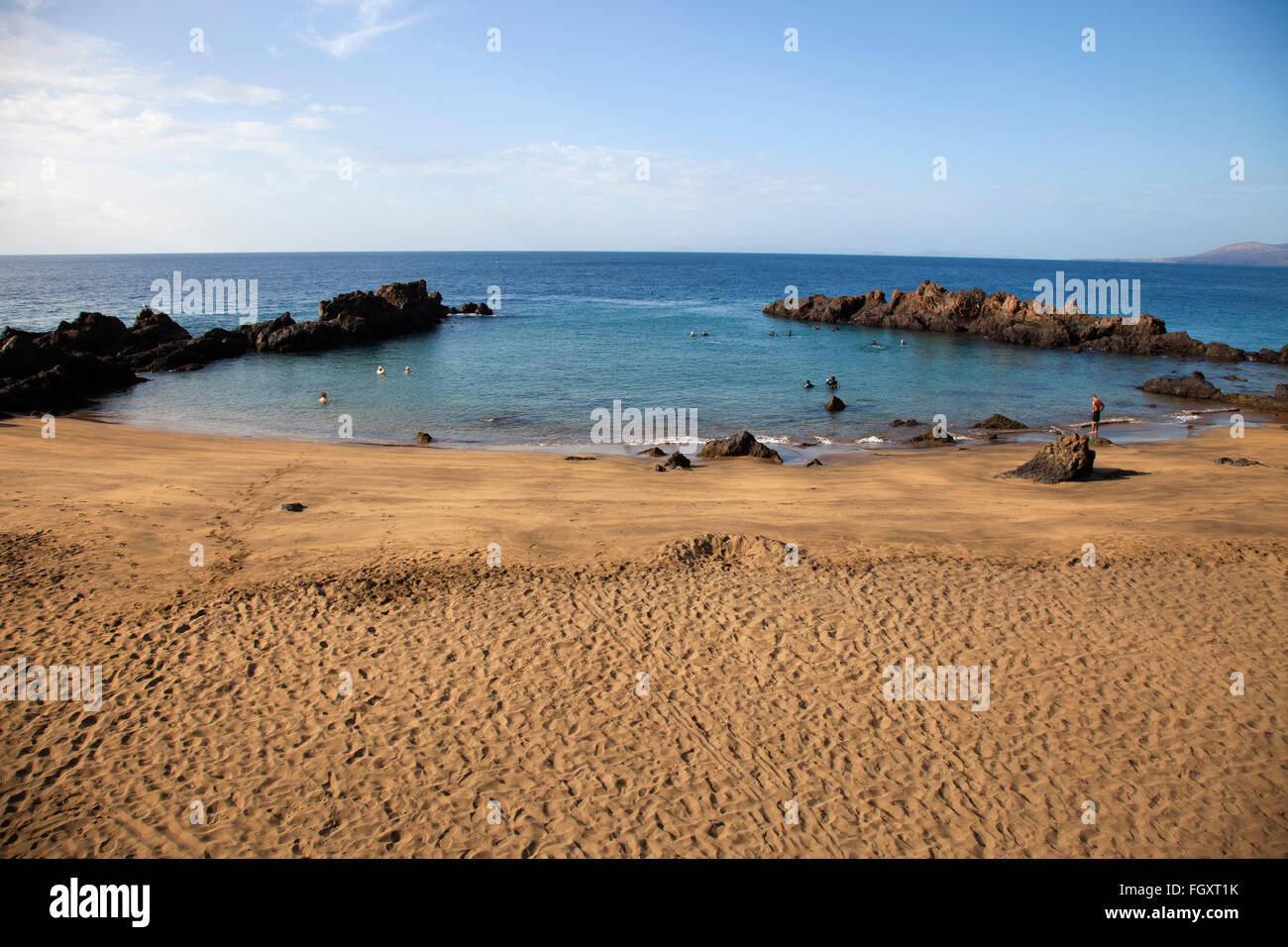Playa Chica in Puerto del Carmen, Lanzarote, Isole canarie, Spagna, Europa Foto Stock