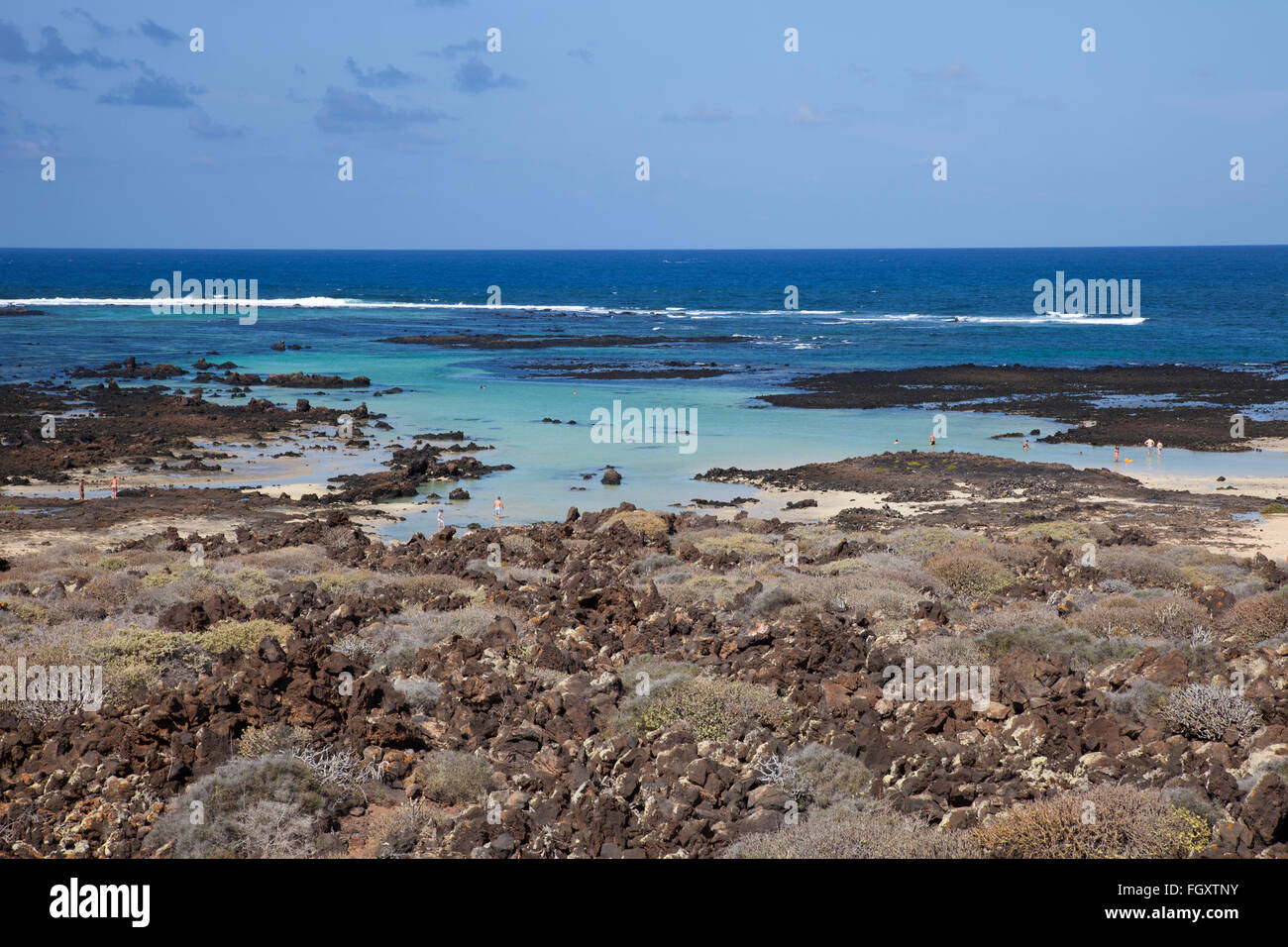 Charca de la Laja, Malpais de la Corona, Orzola Zona villaggio, Lanzarote, Isole canarie, Spagna, Europa Foto Stock