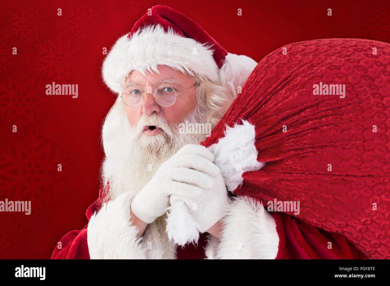 Immagine composita della santa si prende cura circa il suo sacco Foto Stock