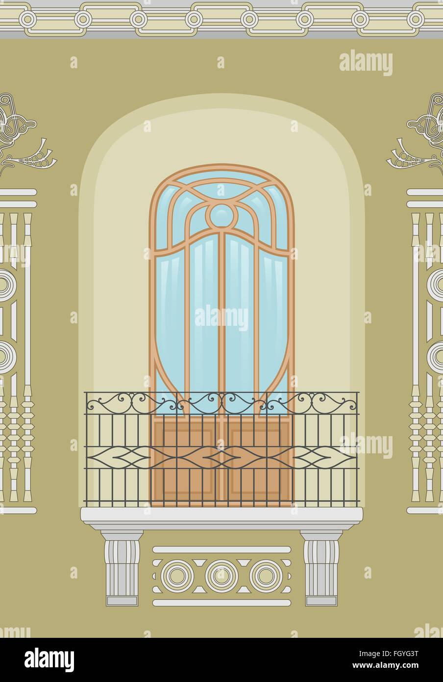 Art Nouveau - facciata senza giunture Illustrazione Vettoriale