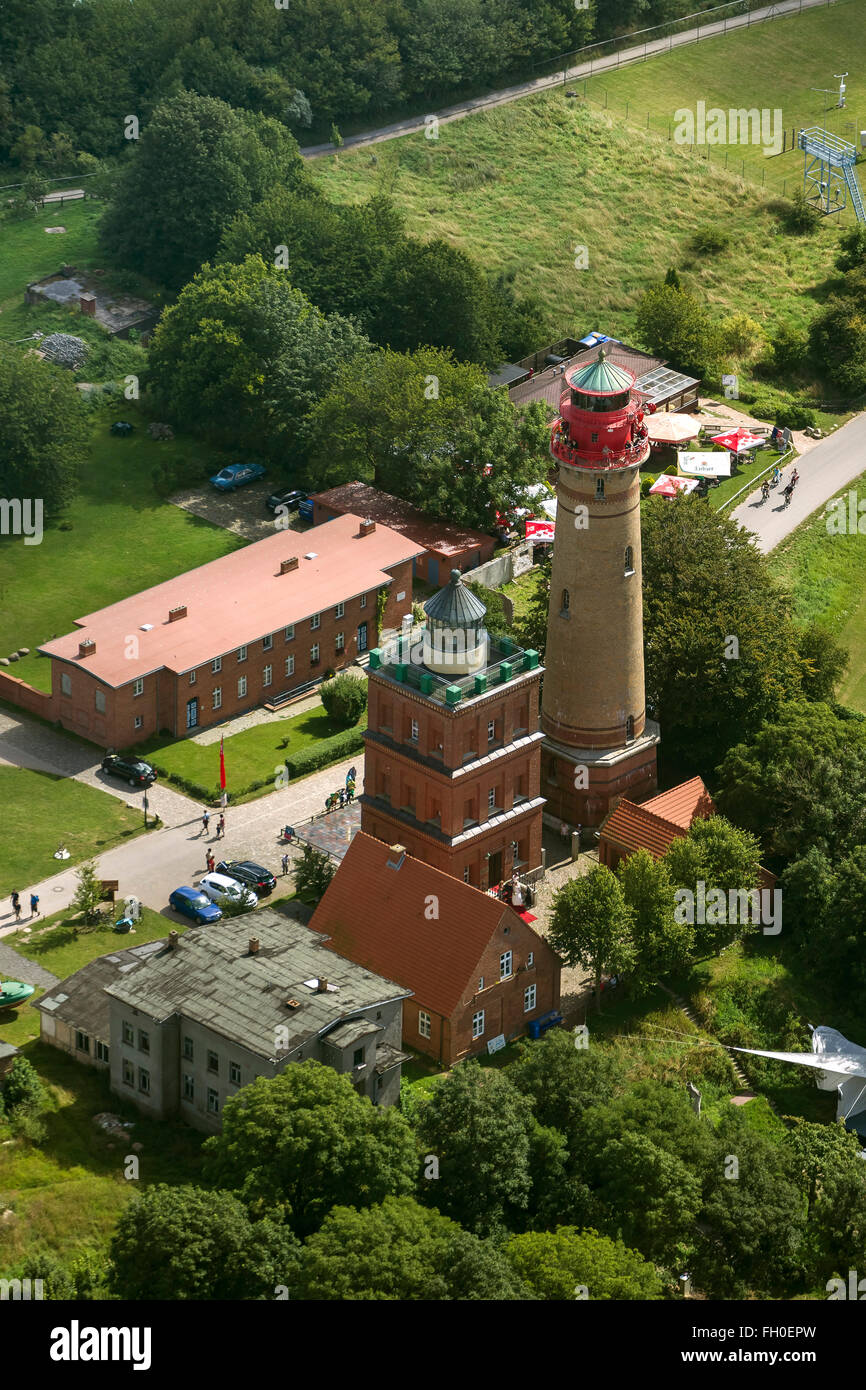 Vista aerea, Kap Arkona, Wittow, Faro, Schinkelturm Putgarten, Torre di Schinkel, Putgarten, Rügen, Meclenburgo-Pomerania Occidentale, Foto Stock