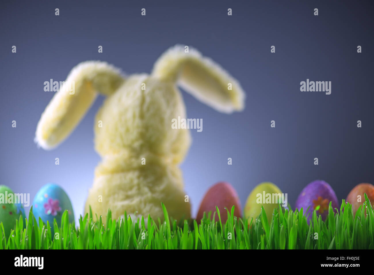 Sfondo di pasqua con bunny e uova Foto Stock