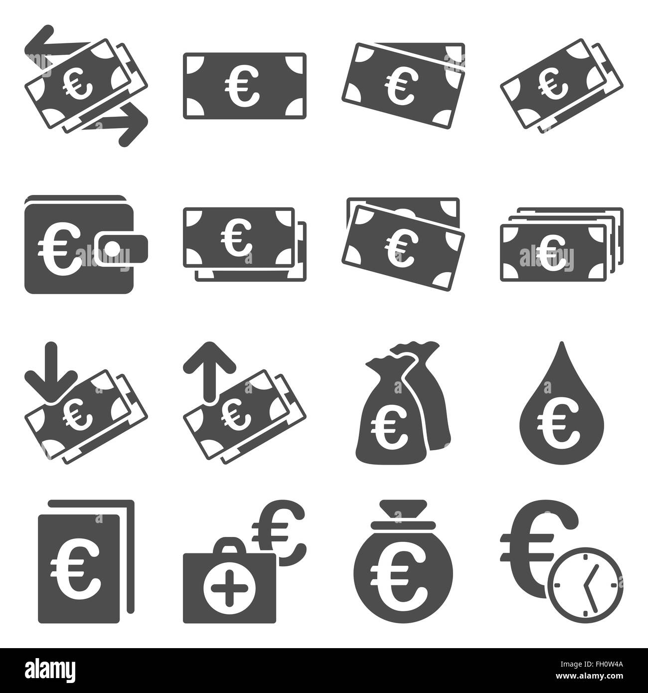 Euro banking aziendale e strumenti di servizio icone Foto Stock