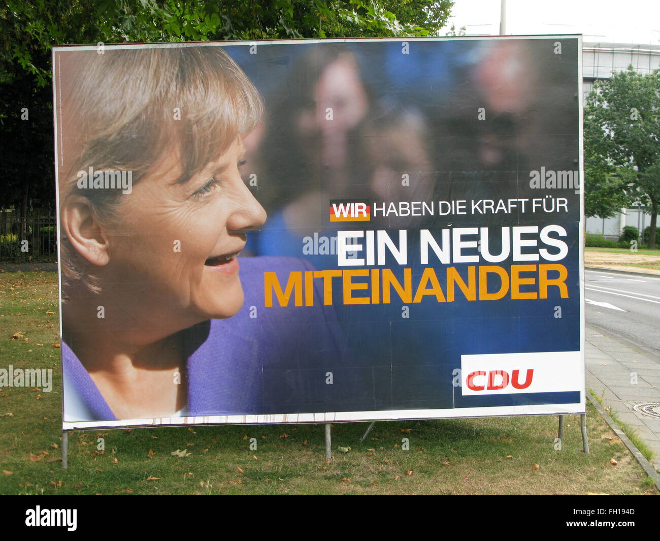 Cartellone elettorale con Angela Merkel, CDU Foto Stock